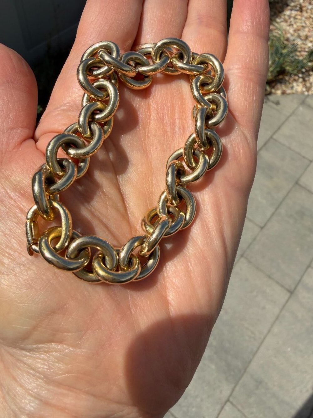 Beautiful chunky, vintage Italian 14K gold rolo bracelet, 8"